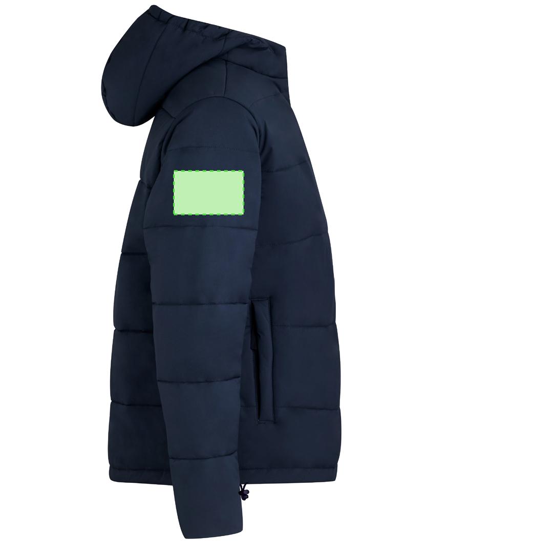 Parka Leanor adulto acolchada — 100% poliéster ligero con construcción horizontal acolchada, capucha fija, doble cierre cremallera y corchetes, tallas XS-XXL