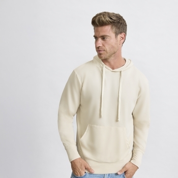 Sudadera Landon adulto ligera con capucha — 35% algodón / 65% poliéster 175 g/m², efecto bitono, manga montada, colores naturales y bitono