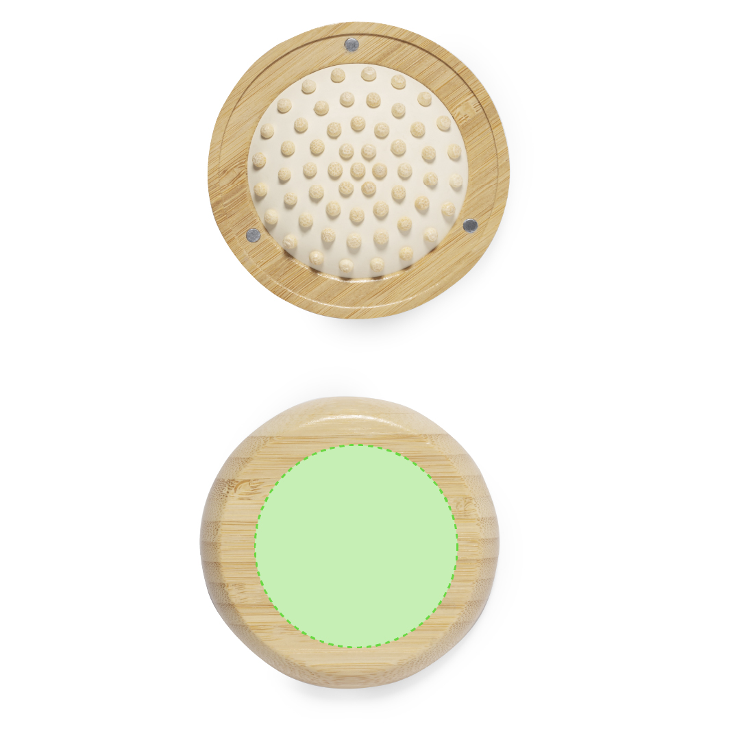 Cepillo con espejo de bambú con unión magnética compacto para bolso