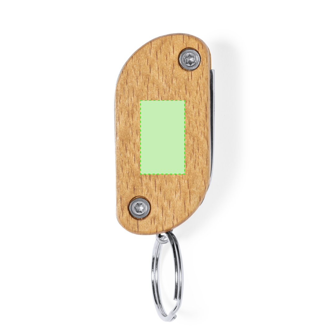 Llavero multiherramienta de madera y acero inox 9 funciones y linterna LED