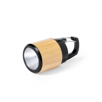 Linterna bambú sostenible 3 LEDs compacta pilas botón incluidas regalo