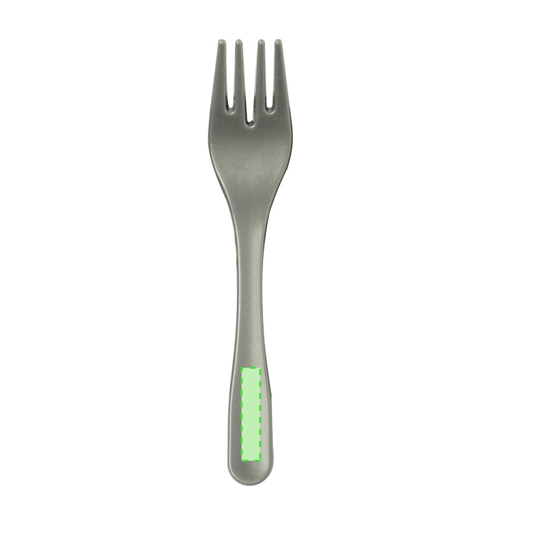 Set 3 cubiertos de PP reciclado mate en estuche coordinado — Food Grade — bolsa reciclada