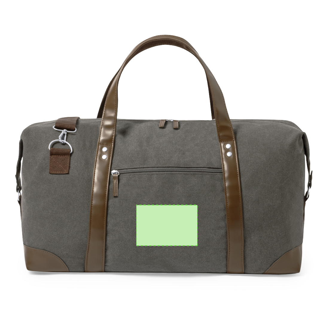Bolso de canvas 480 g/m² gris con asas polipiel, esquinas reforzadas y bolsa reciclada