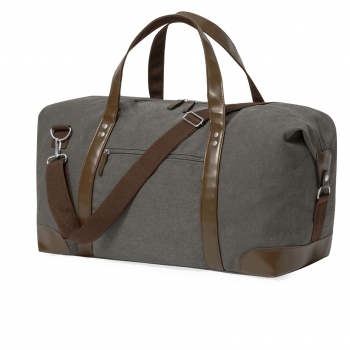 Bolso de canvas 480 g/m² gris con asas polipiel, esquinas reforzadas y bolsa reciclada