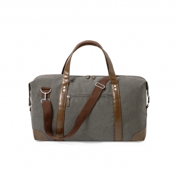 Bolso de canvas 480 g/m² gris con asas polipiel, esquinas reforzadas y bolsa reciclada