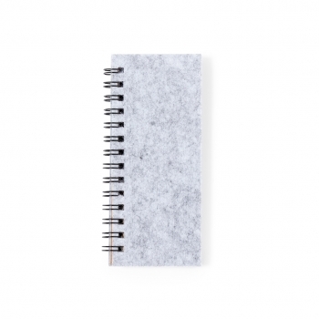 Bloc organizador de fieltro RPET con 30 hojas y notas adhesivas