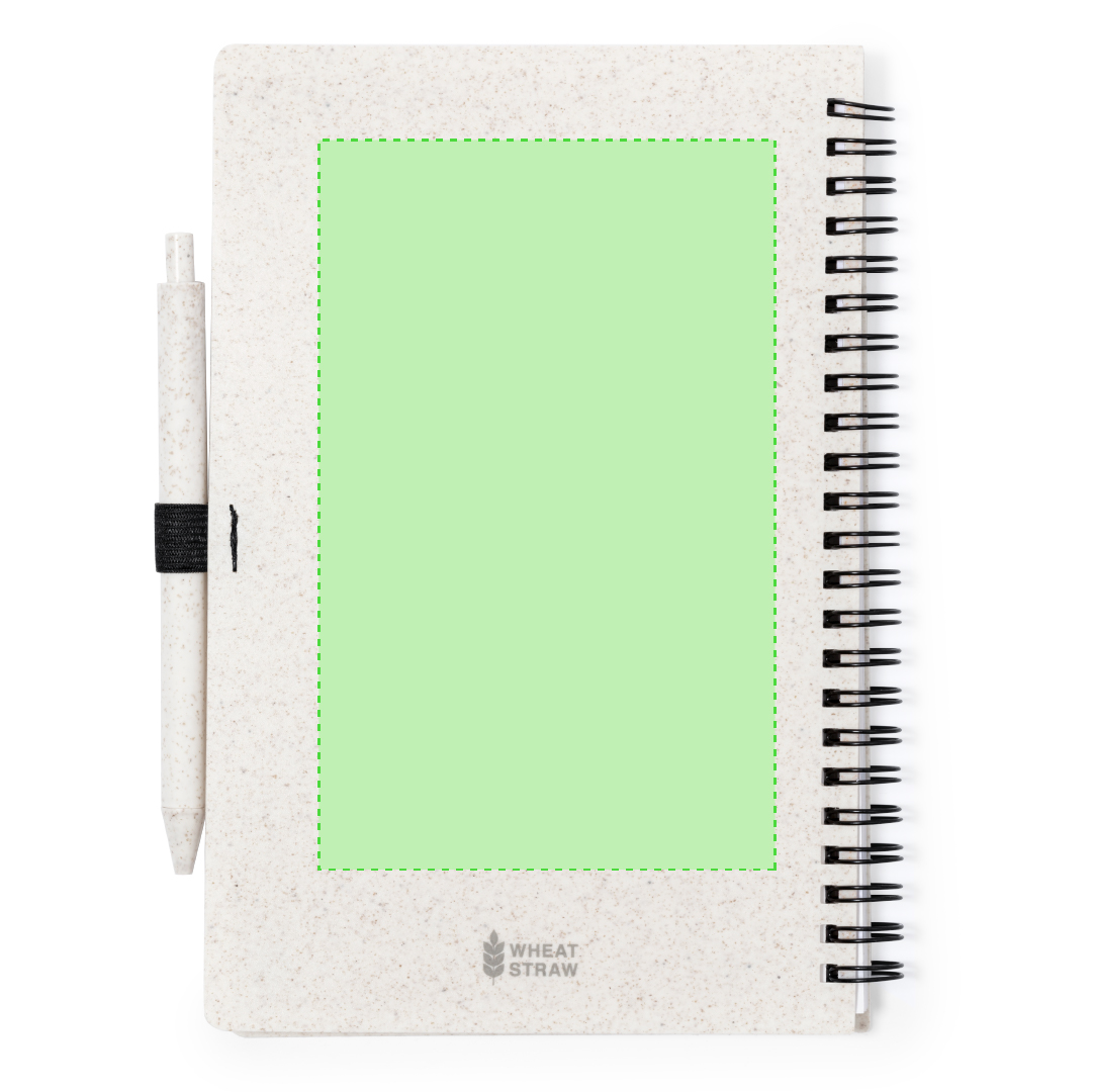Libreta de caña de trigo y PP con 80 hojas y bolígrafo bioplástico