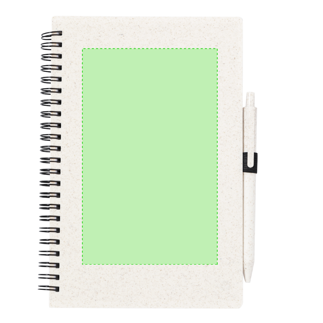 Libreta de caña de trigo y PP con 80 hojas y bolígrafo bioplástico