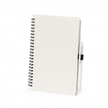 Libreta de caña de trigo y PP con 80 hojas y bolígrafo bioplástico