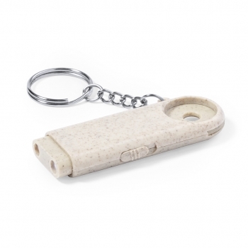 Llavero moneda con linterna 2 LEDs de caña de trigo con pilas incluidas y distintivo