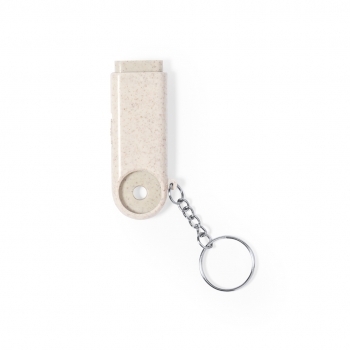 Llavero moneda con linterna 2 LEDs de caña de trigo con pilas incluidas y distintivo
