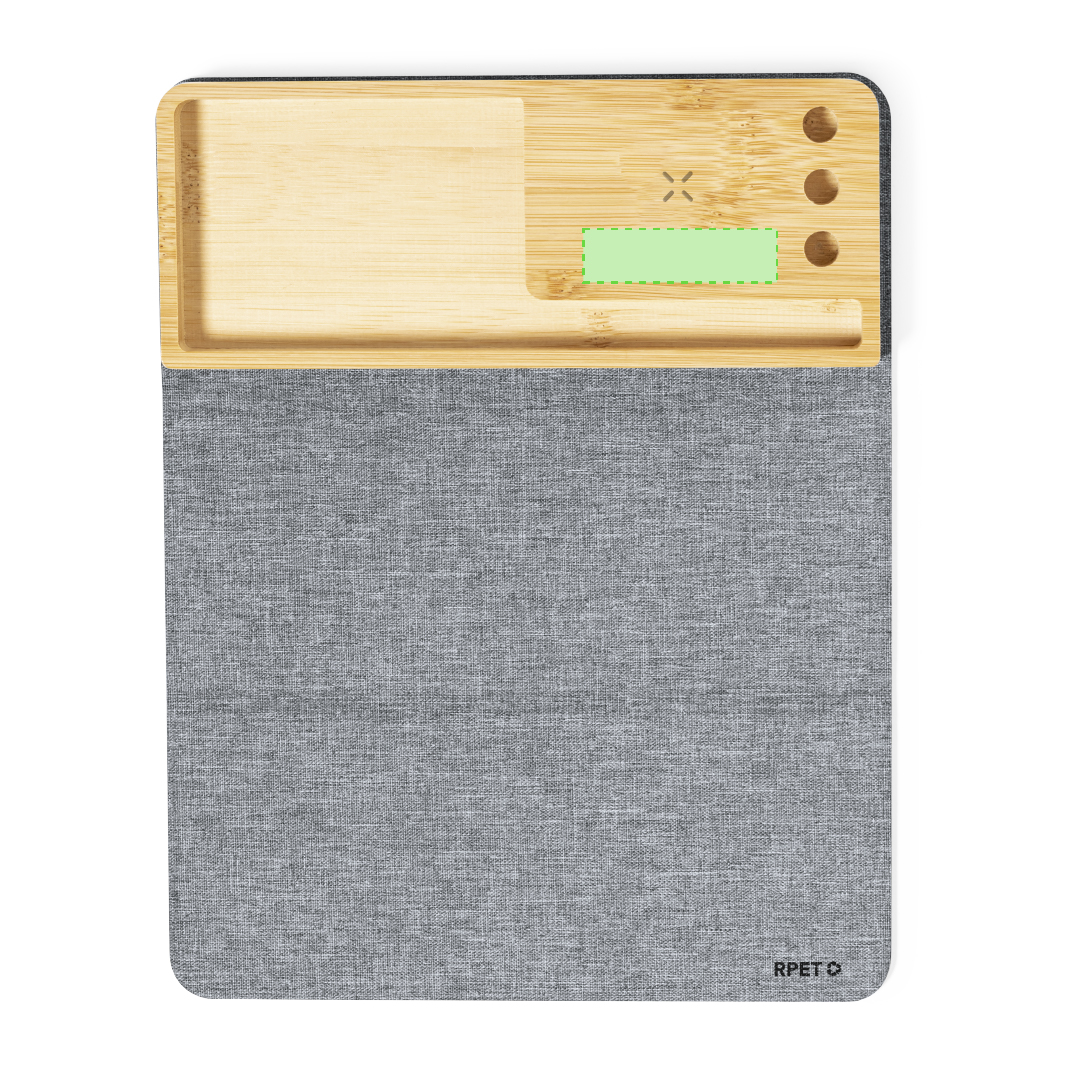 Alfombrilla plegable de RPET con cargador inalámbrico de 15W integrado
