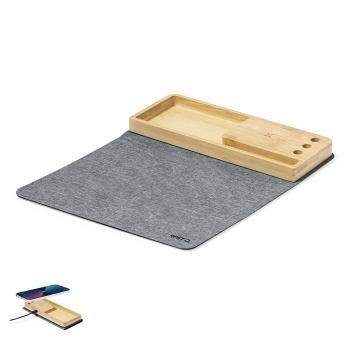 Alfombrilla plegable de RPET con cargador inalámbrico de 15W integrado