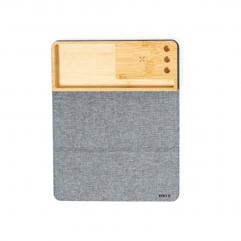 Alfombrilla plegable de RPET con cargador inalámbrico de 15W integrado