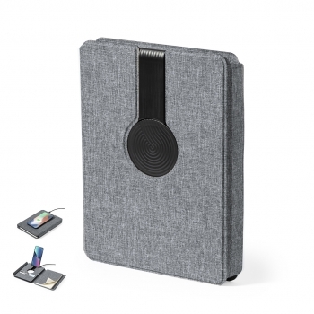 Bloc multifunción de RPET con cargador 10W, power bank 5000 mAh y 65 hojas
