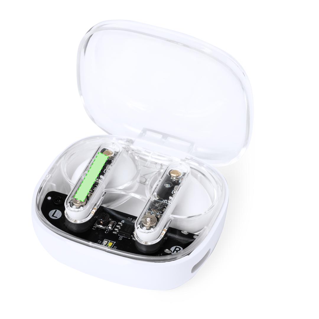 Auriculares Bluetooth 5.3 diseño transparente con gran autonomía, USB-C y caja kraft
