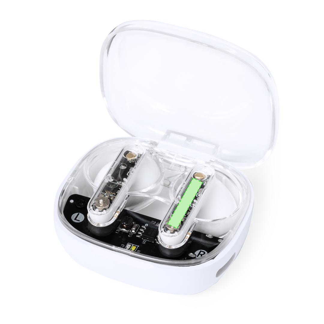 Auriculares Bluetooth 5.3 diseño transparente con gran autonomía, USB-C y caja kraft