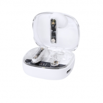 Auriculares Bluetooth 5.3 diseño transparente con gran autonomía, USB-C y caja kraft