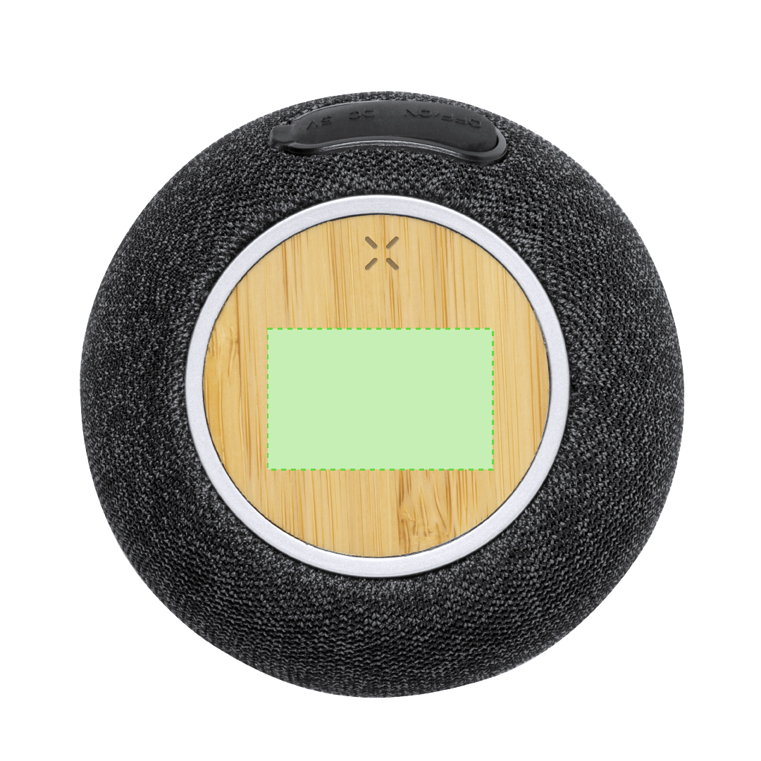 Altavoz Bluetooth 5.0 de 5W con carga inalámbrica 15W en RPET y bambú