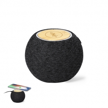 Altavoz Bluetooth 5.0 de 5W con carga inalámbrica 15W en RPET y bambú