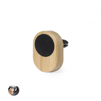 Soporte móvil bambú adhesivo magnético multisuperficie diseño minimalista