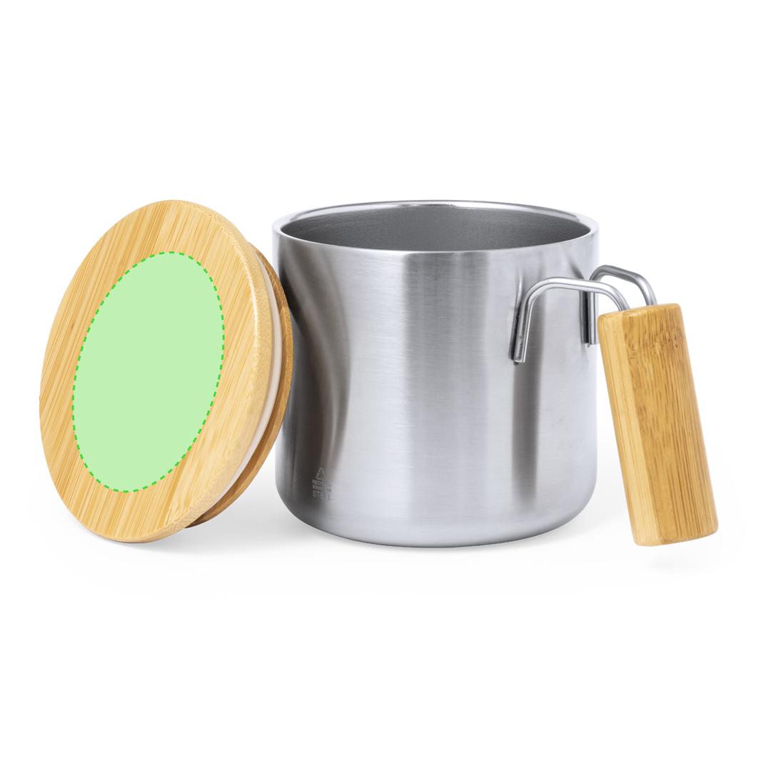 Taza térmica circular de acero reciclado con bambú 330 ml