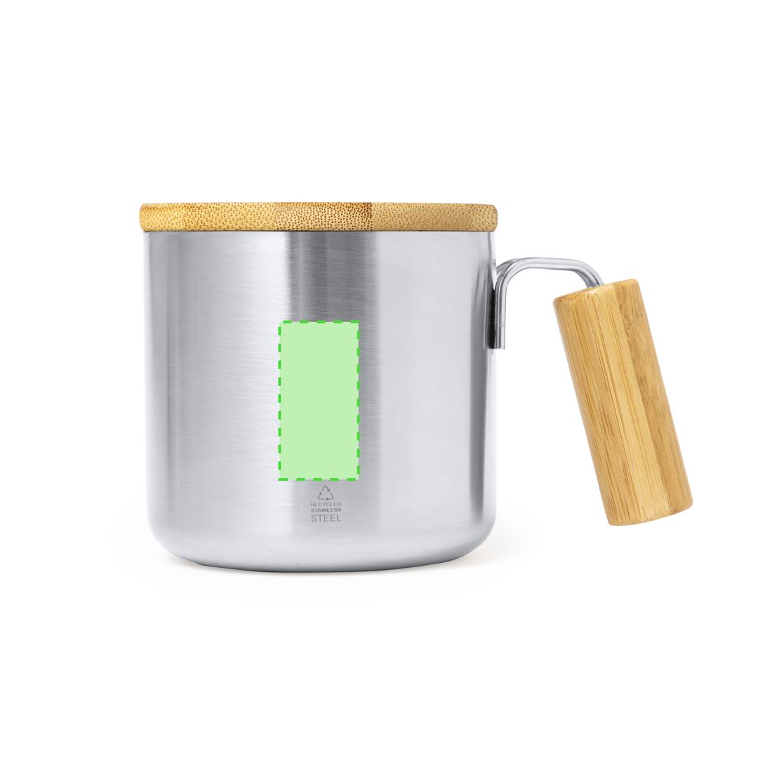 Taza térmica circular de acero reciclado con bambú 330 ml