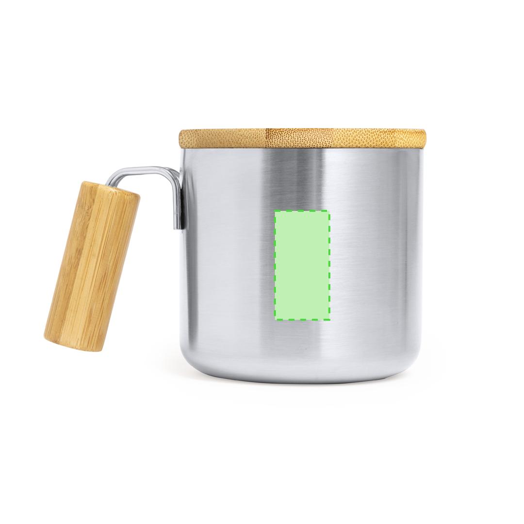 Taza térmica circular de acero reciclado con bambú 330 ml