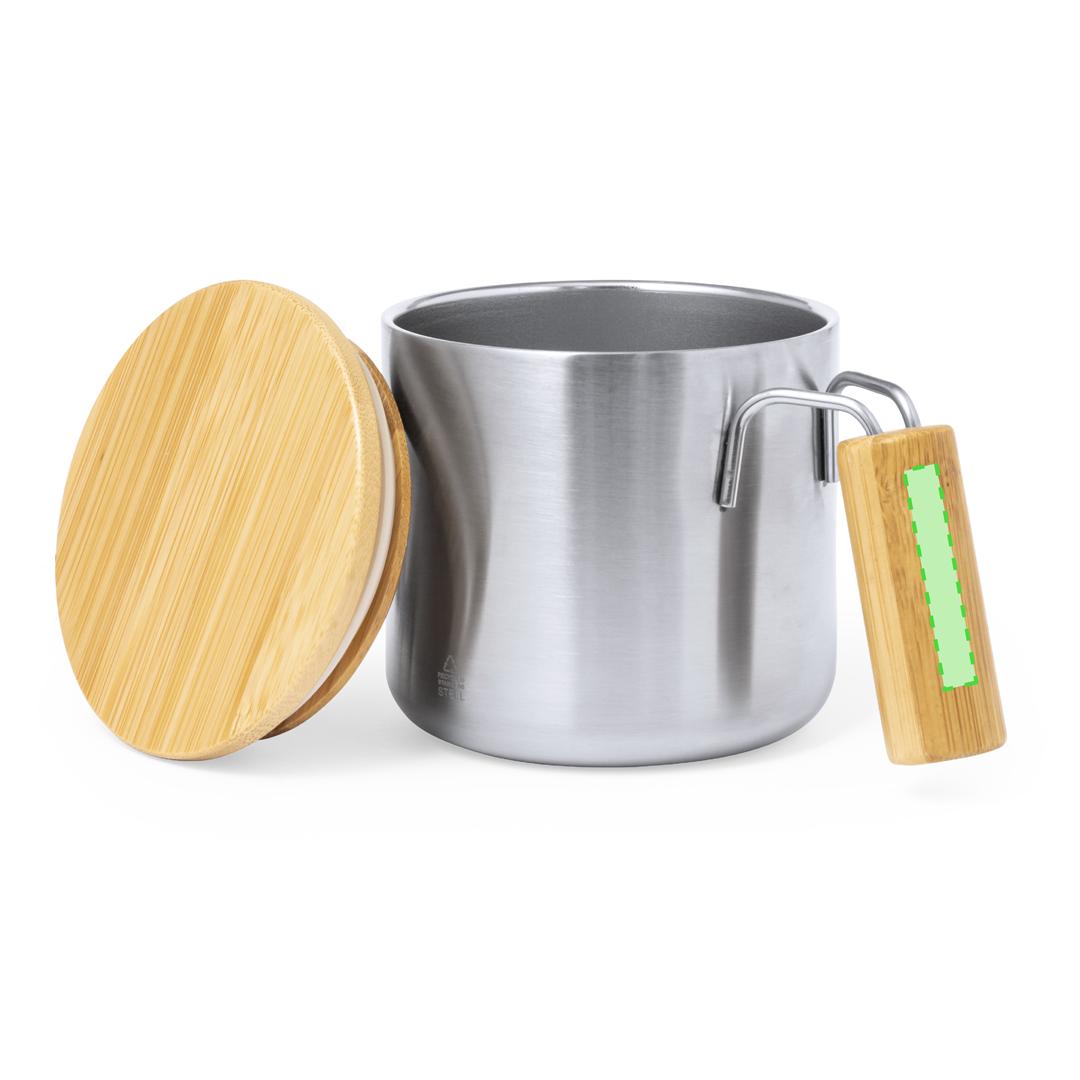 Taza térmica circular de acero reciclado con bambú 330 ml