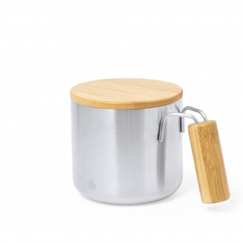Taza térmica circular de acero reciclado con bambú 330 ml