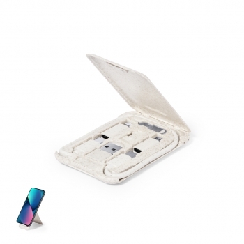 Set de cables universales de caña de trigo/ abs con Micro-USB, Tipo-C y Lightning