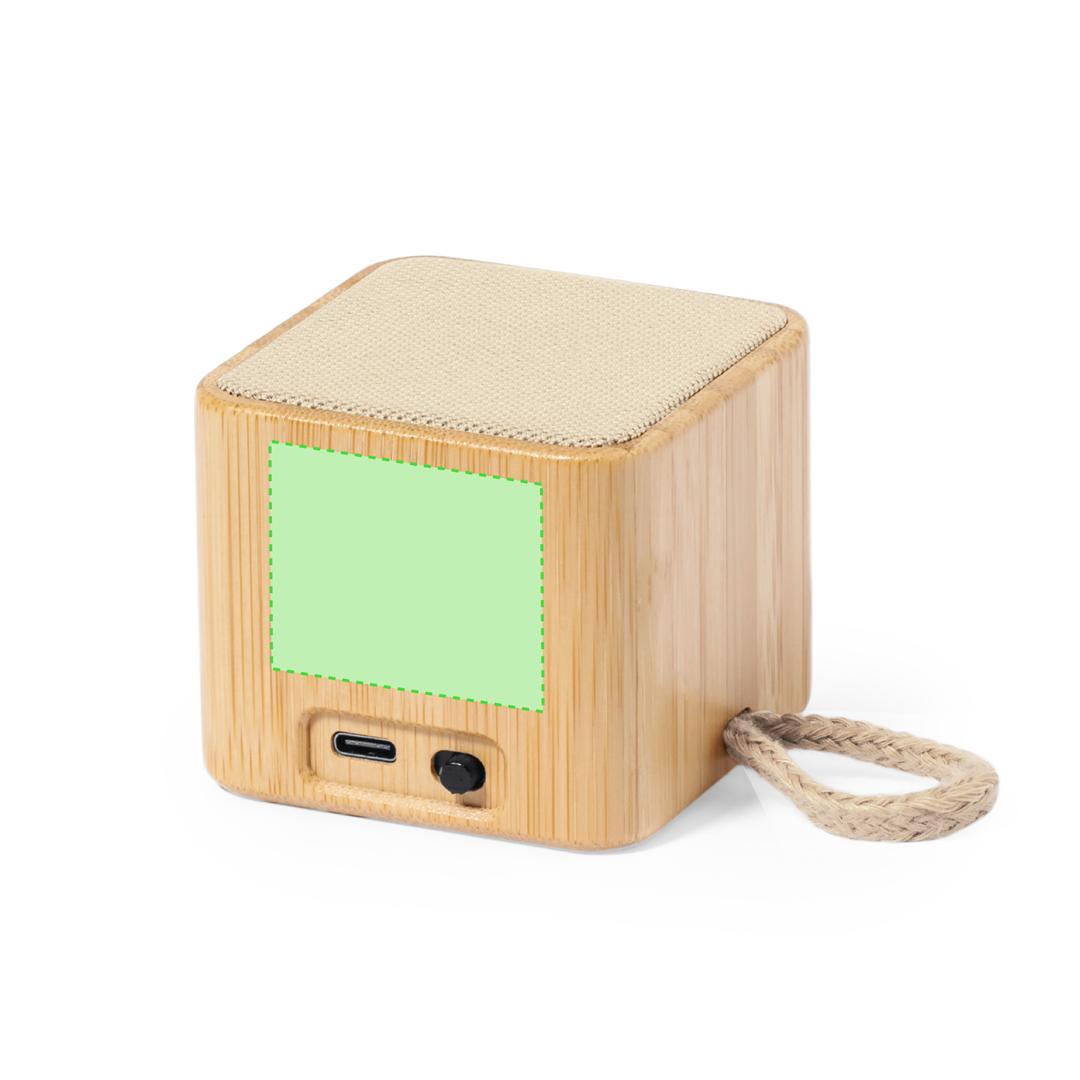 Altavoz inalámbrico Bluetooth de bambú con recubrimiento de algodón, 3W, 300 mAh y asa de algodón