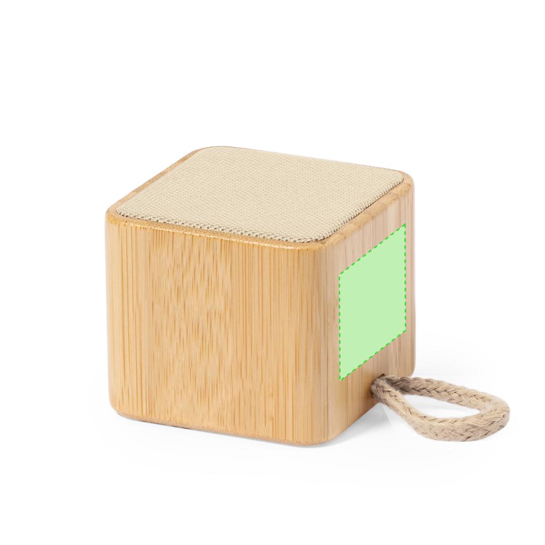 Altavoz inalámbrico Bluetooth de bambú con recubrimiento de algodón, 3W, 300 mAh y asa de algodón