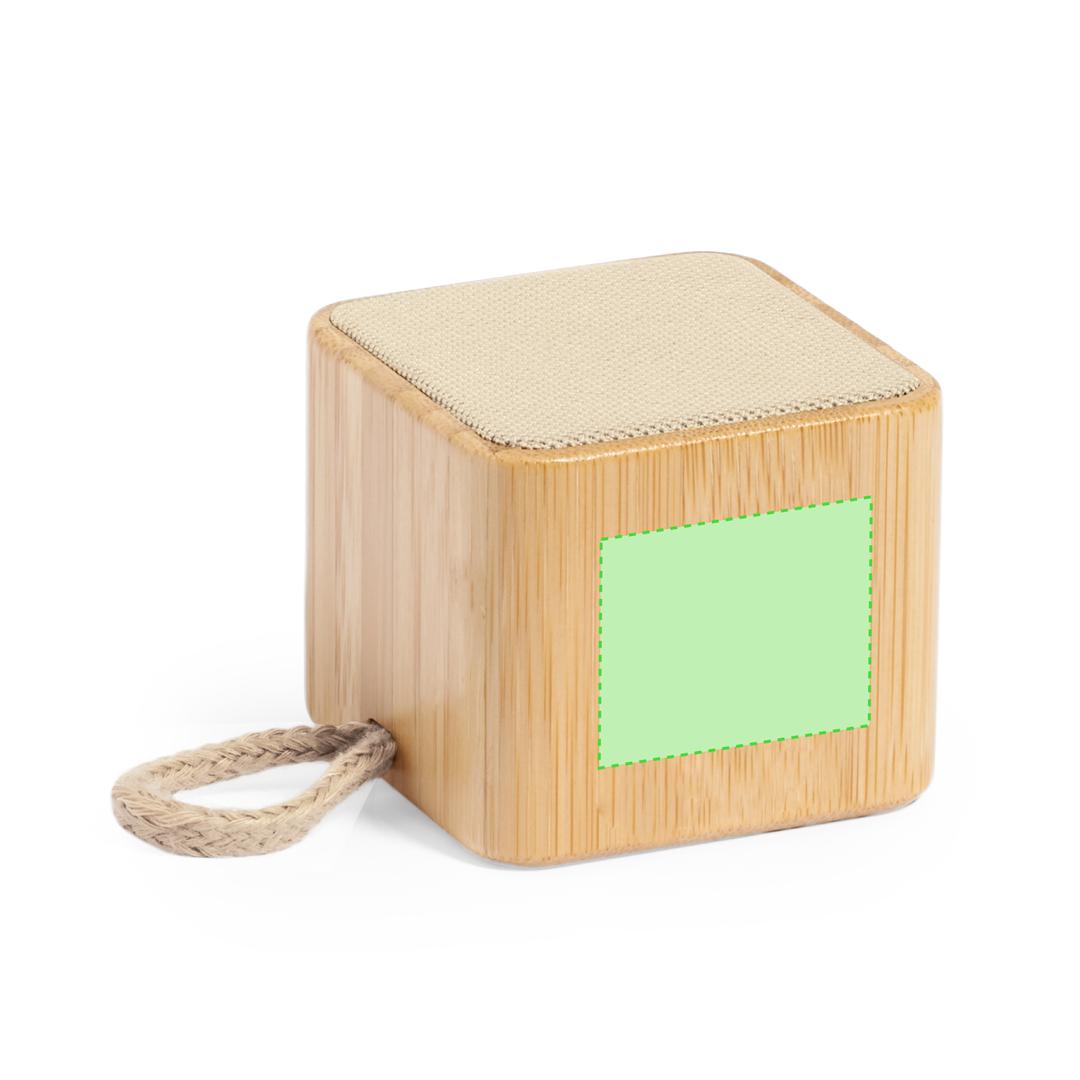 Altavoz inalámbrico Bluetooth de bambú con recubrimiento de algodón, 3W, 300 mAh y asa de algodón