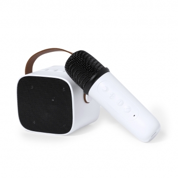 Pack karaoke Bluetooth 5W con altavoz y micrófono incluidos, batería 1200 mAh y asa de transporte