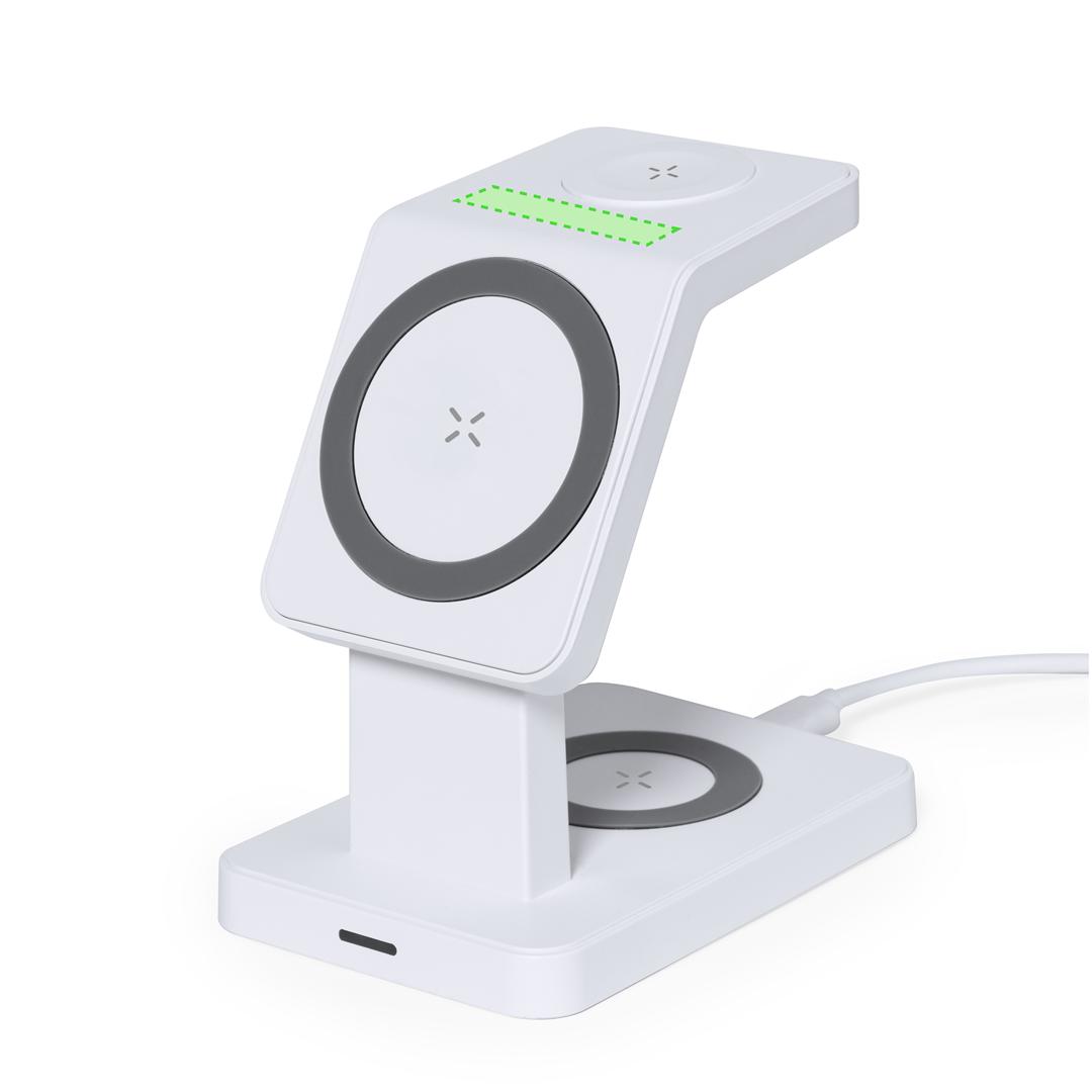 Multicargador inalámbrico 15W 3 en 1 con soporte para smartphone, auriculares y smartwatch