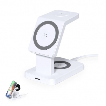 Multicargador inalámbrico 15W 3 en 1 con soporte para smartphone, auriculares y smartwatch