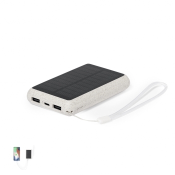 Powerbank solar de caña de trigo/ abs de 5000 mAh con panel fotovoltaico integrado
