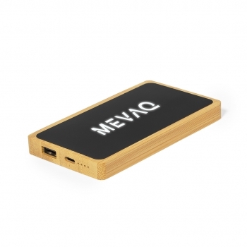 Powerbank de bambú de 5000 mAh con luces LED