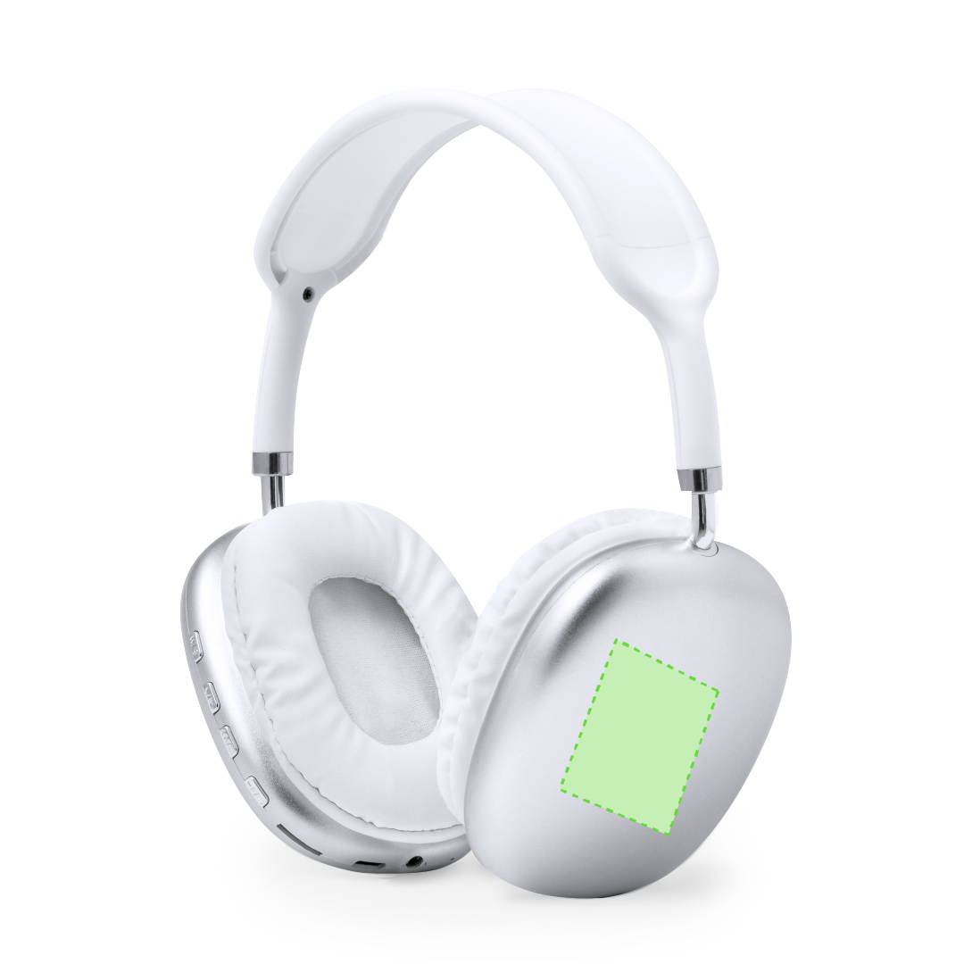 Auriculares de diadema Bluetooth 5.0 vanguardistas con almohadillas cuadradas y combinación blanco-plateado