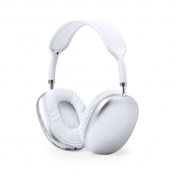 Auriculares de diadema Bluetooth 5.0 vanguardistas con almohadillas cuadradas y combinación blanco-plateado