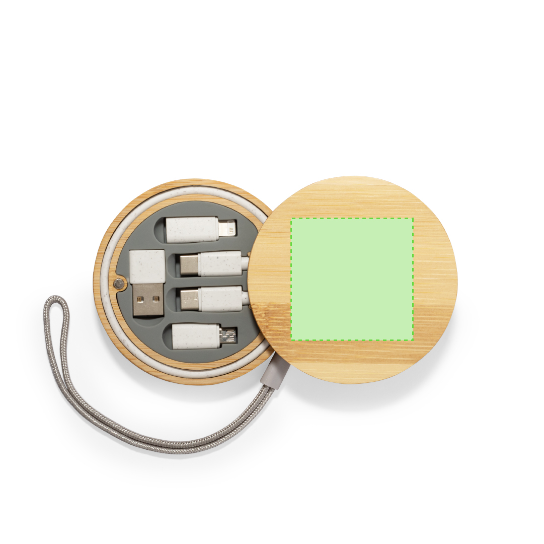 Set de cables universales de bambú/ caña de trigo/ abs con Micro-USB, Tipo-C y Lightning