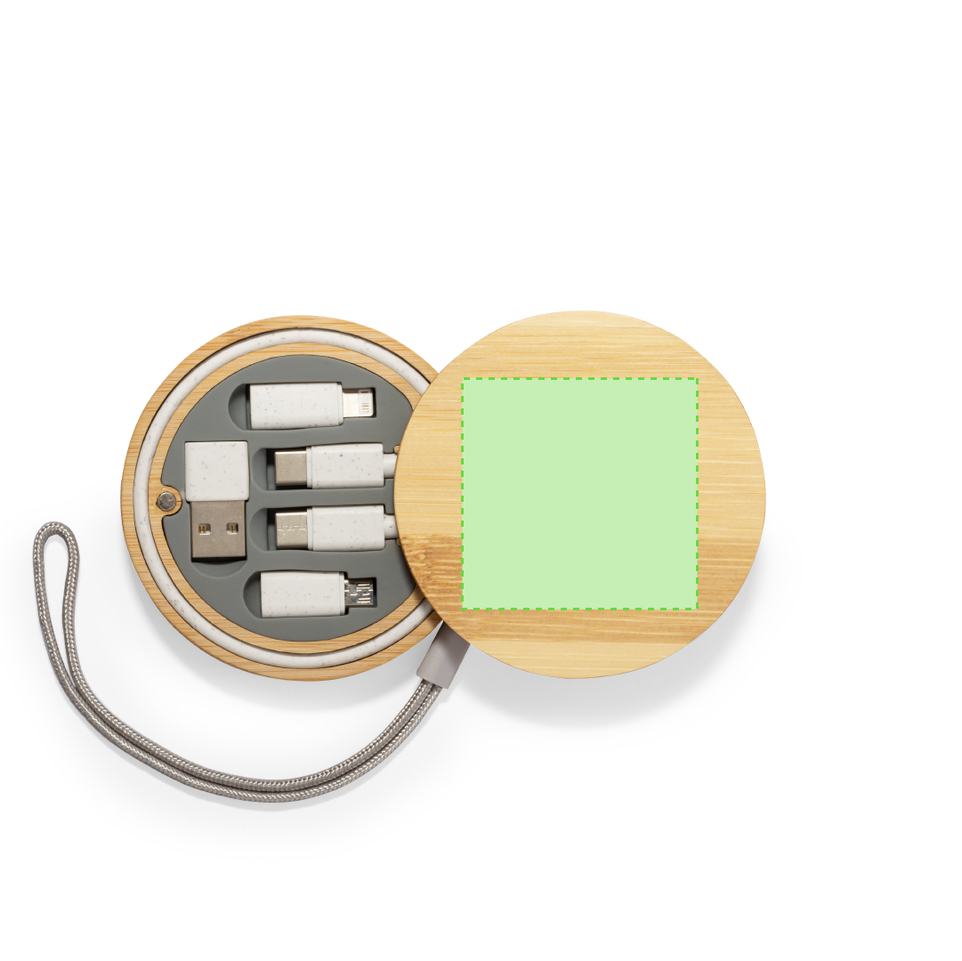 Set de cables universales de bambú/ caña de trigo/ abs con Micro-USB, Tipo-C y Lightning