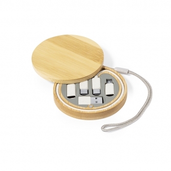 Set de cables universales de bambú/ caña de trigo/ abs con Micro-USB, Tipo-C y Lightning