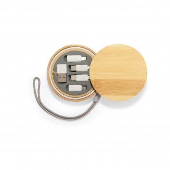 Set de cables universales de bambú/ caña de trigo/ abs con Micro-USB, Tipo-C y Lightning
