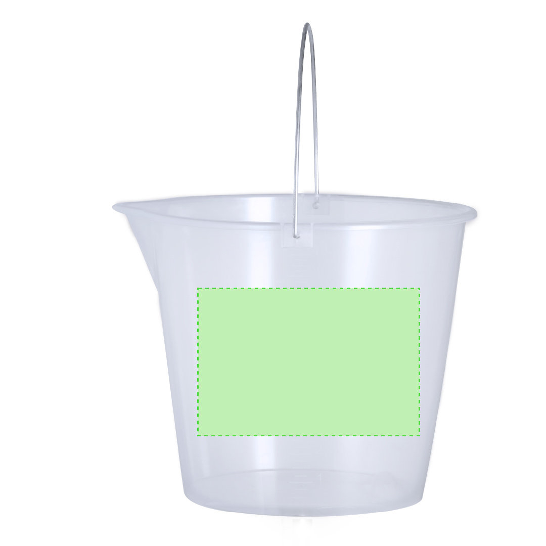 Cubo medidor de PP transparente 6 litros con asa metálica y escala lateral en ml