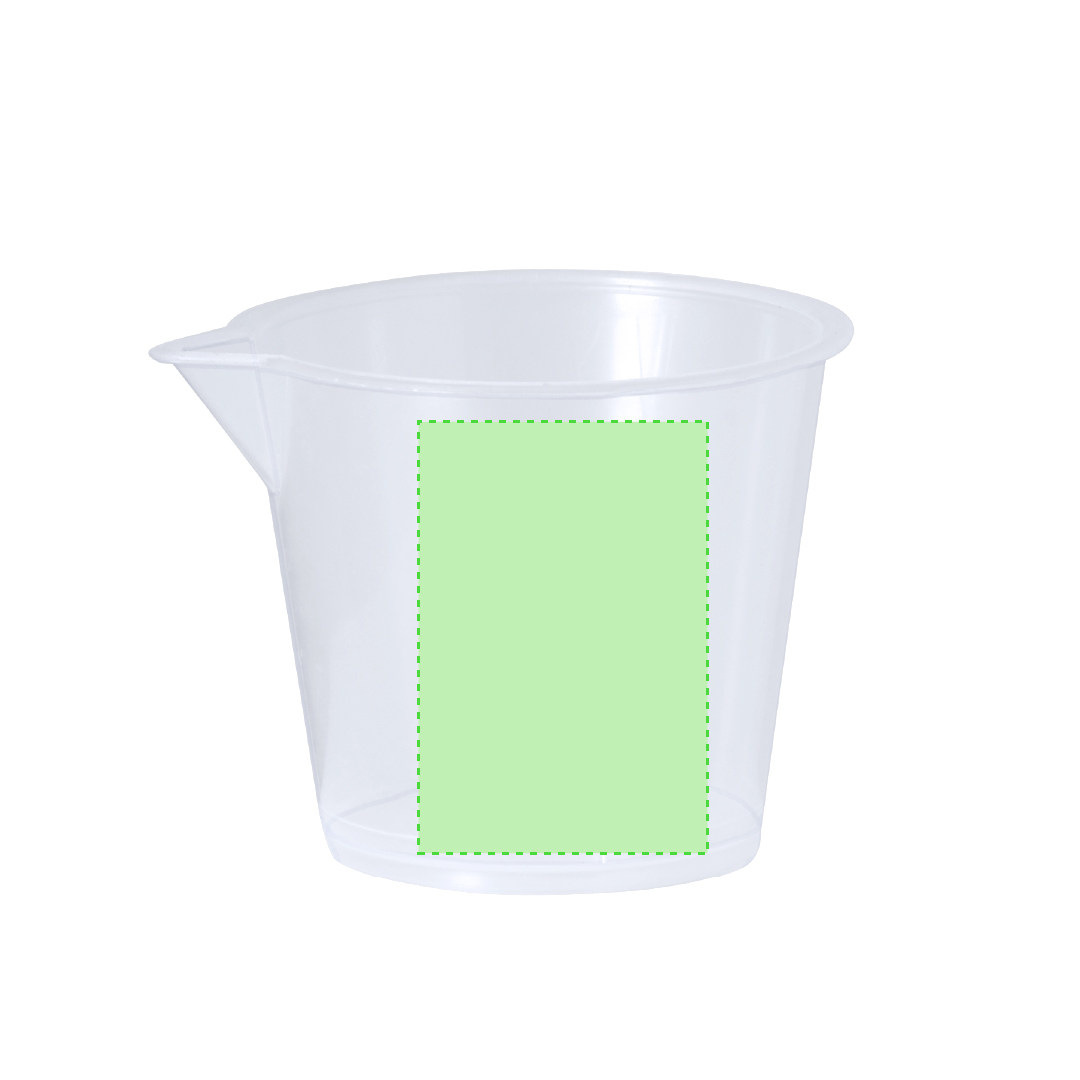 Vaso medidor de PP transparente 70 ml con escala en tramos de 10 ml y vertedor