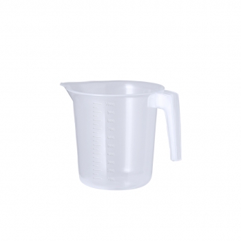 Jarra medidora de PP transparente 1 litro con asa y escala en tramos de 50 ml con vertedor