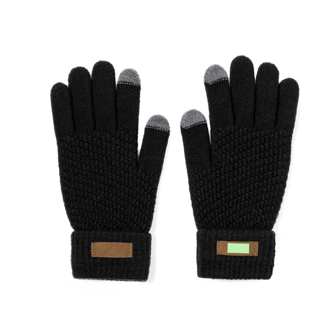 Par de guantes táctiles de poliéster RPET con función en dedos índice y pulgar — con marcaje en láser disponible