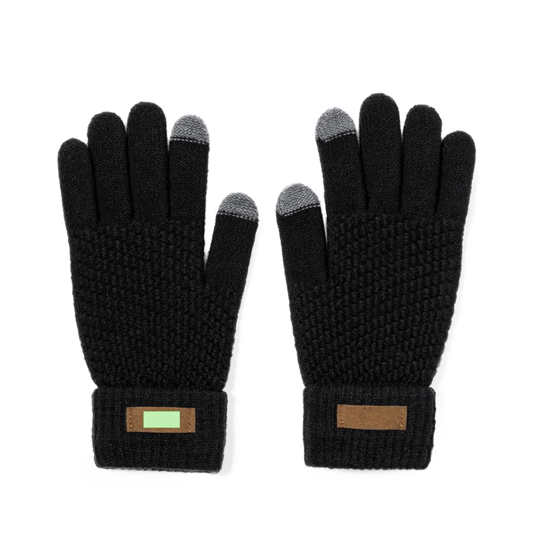 Par de guantes táctiles de poliéster RPET con función en dedos índice y pulgar — con marcaje en láser disponible